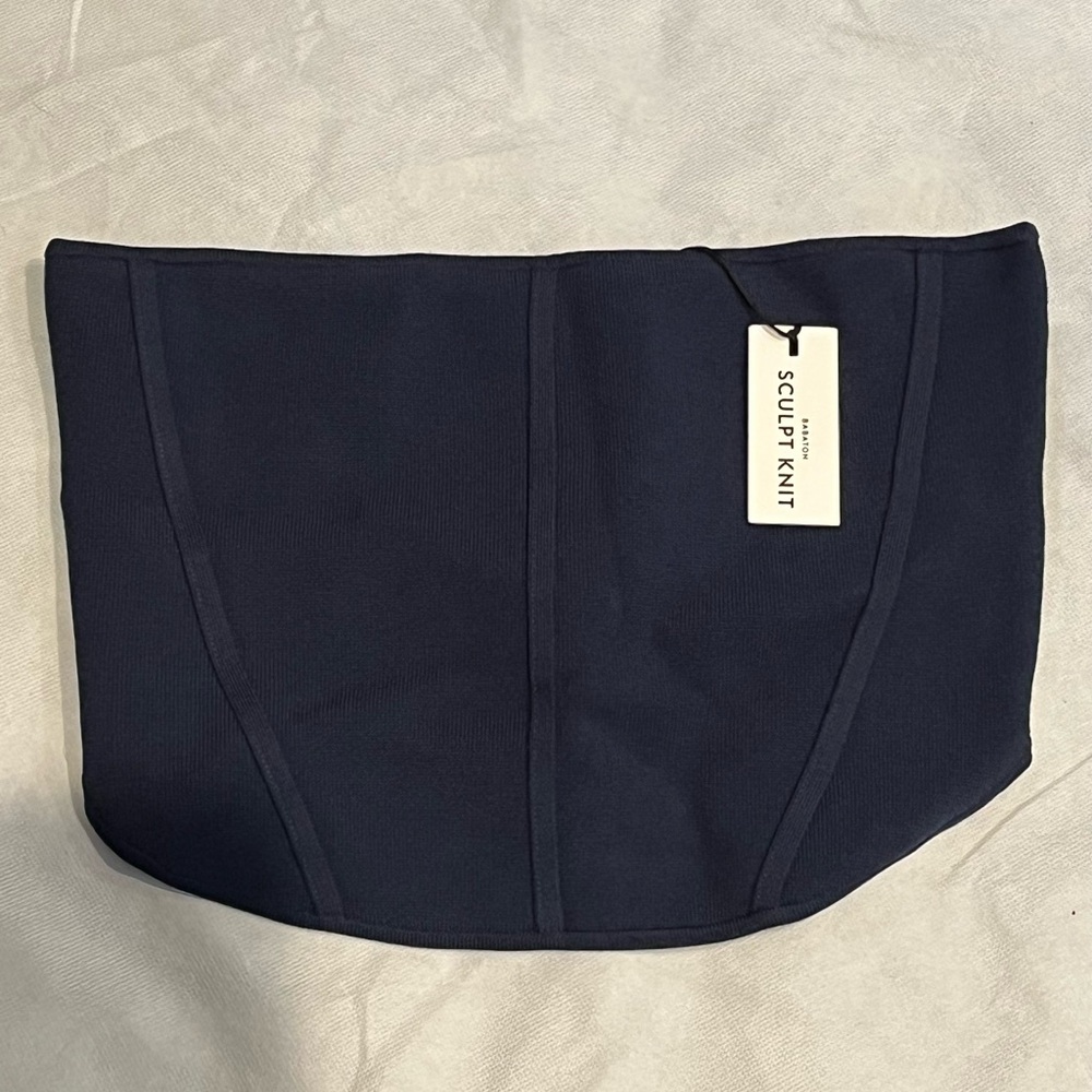 NWT ARITZIA BABATON Sculpt Knit Navy Blue  Tube Top Corset Style Sz L